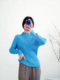 Folded Women's Clothing New Simple Classic Long-Sleeved Top Lady High-End Wrinkle Bottom Shirt