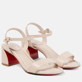 And Soft Leather 2025 Summer New Thick And Round Toe Solid Color Elegant Buckle Sandals
