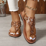 Zingj Round Head Sandals, Small Broken Flower Sandals, Large Size Leisure Flat-Soled Independent Station
