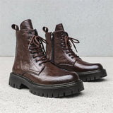 Zingj Martin Boots Male Autumn And Winter Long Tube Overalls Net Red High Street Soft Leather British Yuppie Male Boots