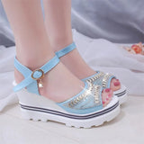 wedge with female sandals fish mouth buckle with flat bottom platform waterproof platform thick bottom cake women's
