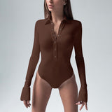 Sexy Bodysuit Women Black Long Sleeve Buttons Rompers Women's Jumpsuit 2022 Casual One-pieces Bodysuits Catsuit