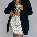 Nightclub Wind Bright Silk Solid Color Wrap Hip Show Thin Double Layer Skirt Female 2023 Spring New