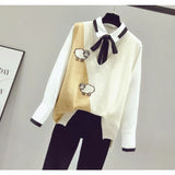 2021 new design cartoon knitted vest women casual cotton