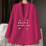 Zingj New Blazer Female Metal Button British Wind Casual Versatile Green Red Small Suit