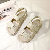 Sandals Summer New Flat British Wind Velcro Embroidery Thick-soled Casual Casual Roman Fragrance Designer Shoes