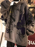 Men's Oversize Graffiti Print Hoodie- Outfit