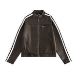 Zingj Motorcycle Clothing Short Coat Female Autumn Black Stand Collar Jacket Top Bar Minority Long Sleeve Leather