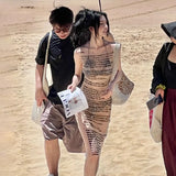 Summer New Women's Fashion Sexy Yi Mengling With The Same Hot Girl Screen Print Long