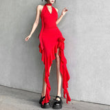 2023 Spring And Summer Women's New Trend Fashion Pure Color Sexy Bare Back Hanging Neck
