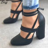 Zingj Women Pumps Plus Size 35-43 Women Heels Chaussures Femme Gladiator Summer High Heels For Party Wedding Shoes Women Thick Heels 211-1-Outfit