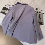 Taro Violet Silove Suit Jacket Woman 2025 Spring New Korean Design Sense Niche Fashion Small