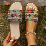People's Flat-Bottomed Slippers Women Retro Beads Light Outside Wearing Cold