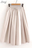 Women Summer Shorts Skirts Solid Elastic Waist Loose Casual Elegant Cotton Wide Leg Pants Korean Style Girls Midi