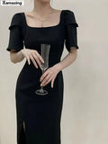 Summer Women Elegant Casual Midi Dresses Office Lady Female Fashion Outwear Robe Vestidos