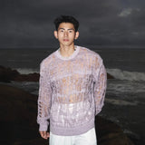 And Lonely Wind Hollow Knitted Shirt Male Sense Perspective Loose Long-Sleeved Net Eyes Twilight Twilight Tearing Up Fashion