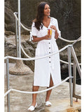 Bikini Cover-ups Long White Tunic Casual Summer Beach Dress Elegant Women Plus Size Beach Wear Swim Suit Cover