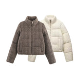 Winter Leisure Design Sense Of Small Warm Knit Cotton Coat Woman