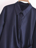 Spring And Summer New Women's Fu Silk Knot Shirt Fu Silk Wide Leg Pants