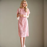 Summer Dress New Korean Style Temperament Lace To Receive Waist And Hollow Water Melted Medium Long Dress Dress
