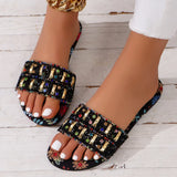 Zingj Flat Slippers Female 2024 Summer New Print Wear Fashion Large Size