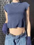 Vintage Striped Baby Crop Top- Outfit