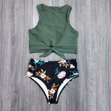 New Sexy High Waist Bikini Swimwear Women Swimsuit Push Up Biquini Bathing Suit High Neck Bikinis Women Summer Beach