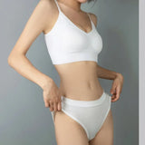 Sexy Seamless Tops Set Low-waist Panties Women Wireless Underwear Suit Soft Padded Bras Set Backless Bralette