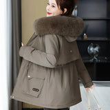 Pai To Overcome The Women's Winter 2024 New Velvet Thick Down Cotton Suit Large Pocket Loose Cotton-Padded Jacket Waist Coat-Outfit