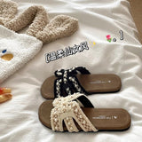 Sense Of Romantic Gentle Wind Pearl French Lazy Holiday Cool Slippers Women Summer Wearing A Word Slippers