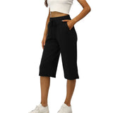 Waist Casual Sports Three-quarter Length Wide