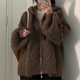 Cable Knit Zip Up Hooded CardiganOutfit