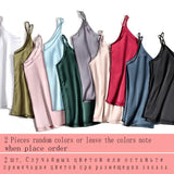 Strap Top Women Halter V Neck Basic White Cami Sleeveless Satin Silk Tank Tops Women'S Summer 2021 Camisole Plus