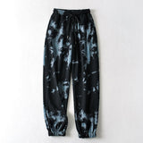 Summer Spring New Fashion Street Loose High Waist Tie Dye Sports Casual Drawstring Pants Cotton Trousers Drawstring
