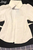 Waist Summer Sexy Short Sleeve White Tops Y2k Shirts Women Preppy Style Camisas Bow Bandage Harajuku Japanese Blusas
