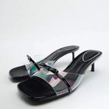 ZAR 2022 Summer Leopard Pumps for Women Fashion Ponited Toe Rhinestone Interchangeable Strap Party Heels Feminine Vintage