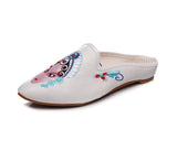 Zingj Summer Cloth Art Slippers Peking Opera Actress Facial Makeup Embroidered Pointed Female