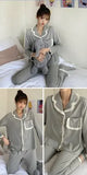 Solid Pajama Sets Women Simple V-neck Long Sleeve Homewear M-3XL Casual Breathable Loose Single Breasted Pyjamas