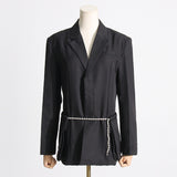 2025 New Niche Design Sense Loose Suit Coat Fashion Women Small Waist Belt