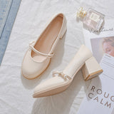 Red Fairy Temperament Mary Treasure Shoes Women 2025 Summer New Thick Heel High-Heeled Women Pure Color Bion Fashion