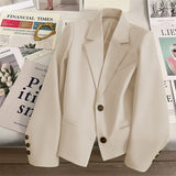 Green Short Blazer Woman 2025 Early Autumn New Design Temperament Small Casual Suit