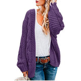 spring and autumn new thick needle twist knit cardigan women's mid-length solid color casual loose coat