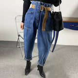 Summer Vintage Jeans Trousers Women Casual Harem Pants Streetwear Korean Style High Waist Jeans Denim Jeans Pants