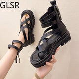 shoes woman Flat Platform Sandals Women Soft Leather Casual Open Toe Gladiator wedges Women