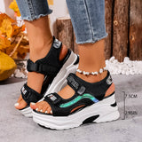 Sports Sandals Women Wear 2025 New Summer Drill Thick Bottom Magic Stick Soft Bottom Roman Beach