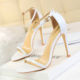 Zingj Fashion Simple Open-Toe With High Heels Patent Leather Sexy