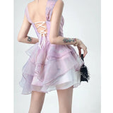 Summer Women's Dress Sexy Fashion Short Ruffled Skirt Puffy Party Dress Off The Shoulder Backless Prom Dresses for