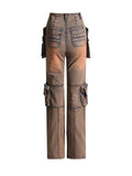 Zingj Feng Shui Wash Multi-Pocket Cargo Pants 2024 Spring New Fashion Design Sense Slim And Versatile Jeans