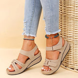 Summer New Retro Women's Sandals Car Line Hole Shoes Large Round Head Slope Heel