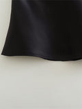 Black Crop Top Women Satin Corset Top Female Off Shoulder Sexy Tops For Women 2023 Pleated Sleeveless Backless Bustier